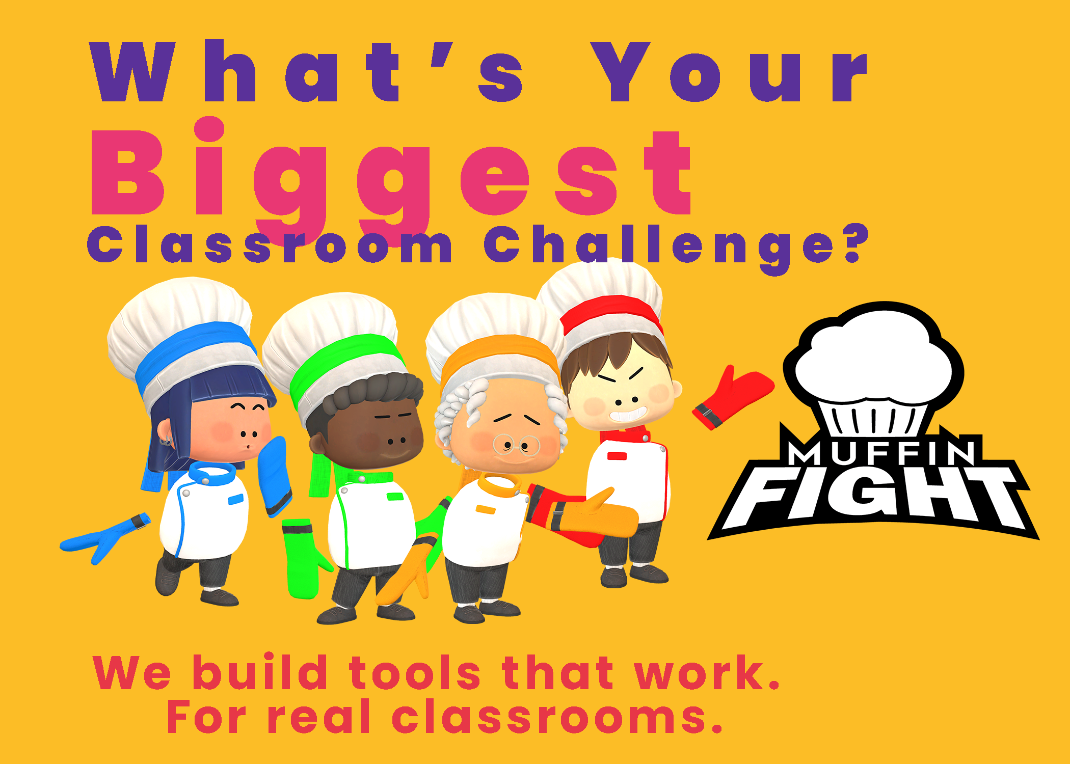 Illustration of chef avatars with headline: “What’s your biggest classroom challenge?” — promoting SEL classroom challenges survey.